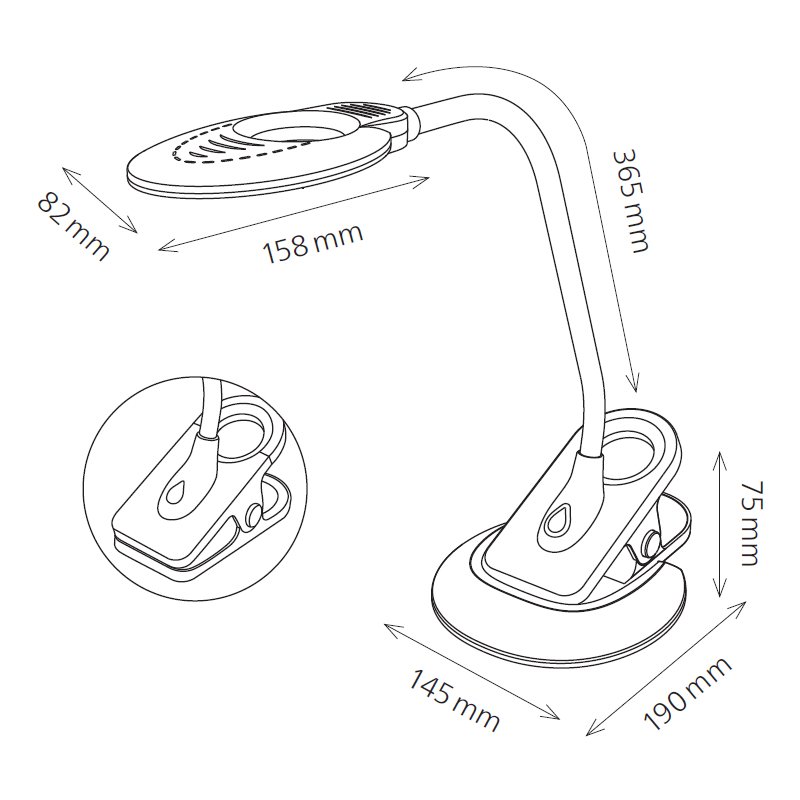 Hansa LED bureaulamp Swirl dimbaar met klem, wit/zilver