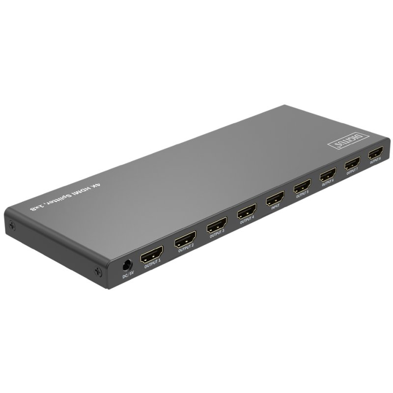 DIGITUS 4K HDMI Splitter 1x8, 4K/60Hz HDCP 2.2, zwart