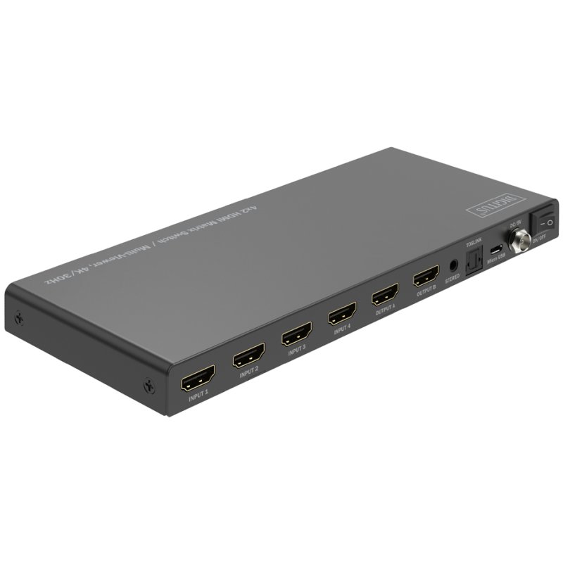 DIGITUS 4x2 HDMI matrix switch met multi-viewer functie, 4K/30Hz