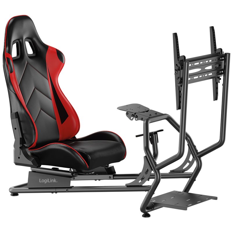 LogiLink Racing-Simu cockpit, 32-50 inch schermen, zwart/rood