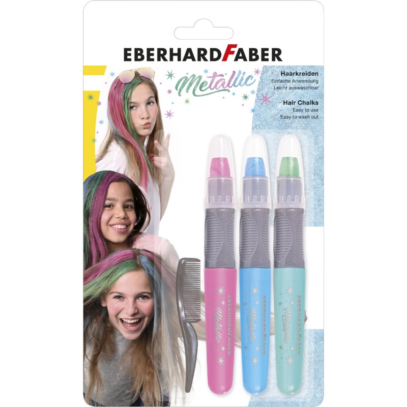 EBERHARD FABER Haarkrijtset Metallic, 3 stuks