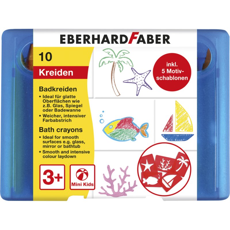 Eberhard Faber Minibadkrijt voor kinderen, etui met 10 stuks