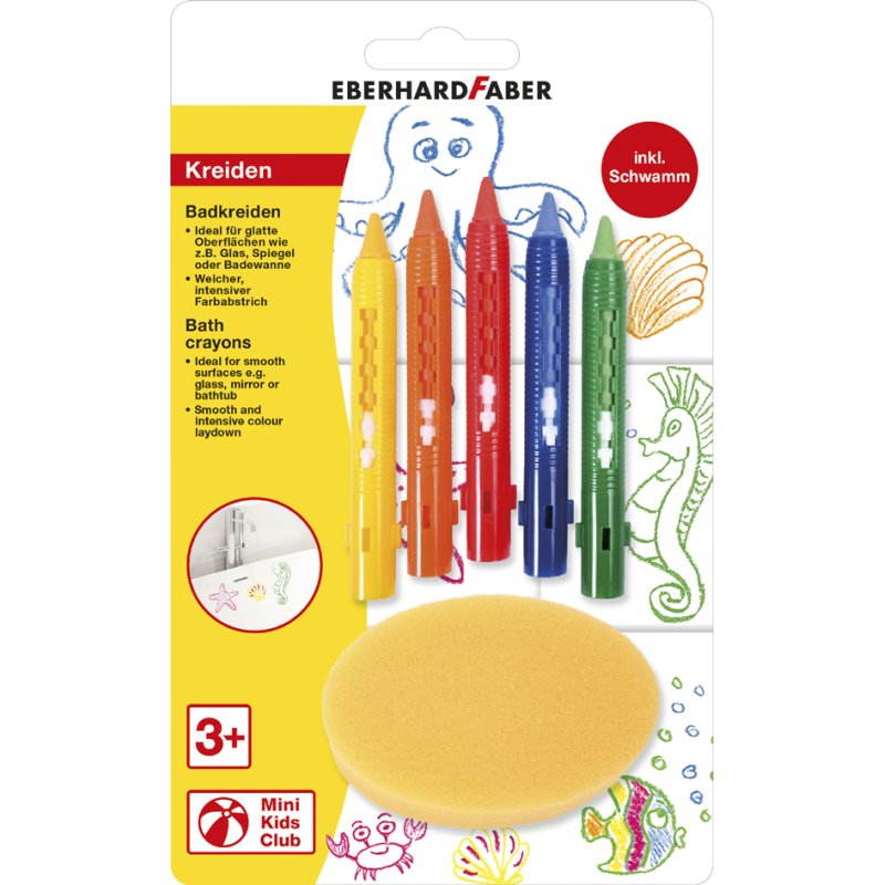 EBERHARD FABER badkrijt Mini Kids, 5 stuks met sponsje