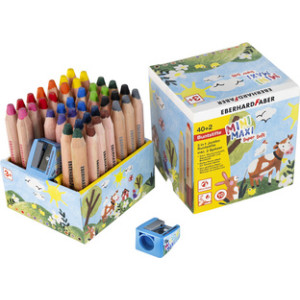 EBERHARD FABER 3-in-1 Jumbo kleurpotloden MINI MAXI, doos met 40 stuks