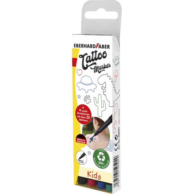 EBERHARD FABER Tattoo stiften set voor kinderen, 4 stuks