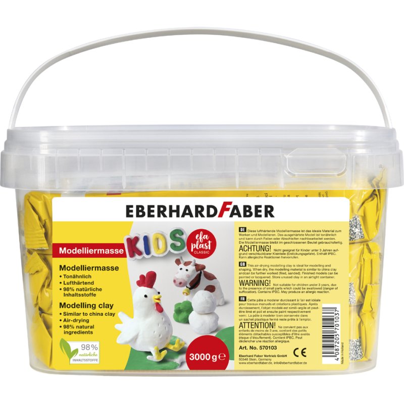EBERHARD FABER boetseerklei EFA Plast KIDS, wit, emmer 3 kg