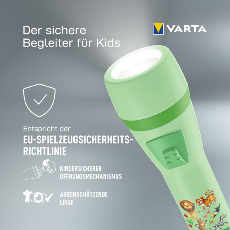 VARTA zaklamp voor kinderen jungle design groen