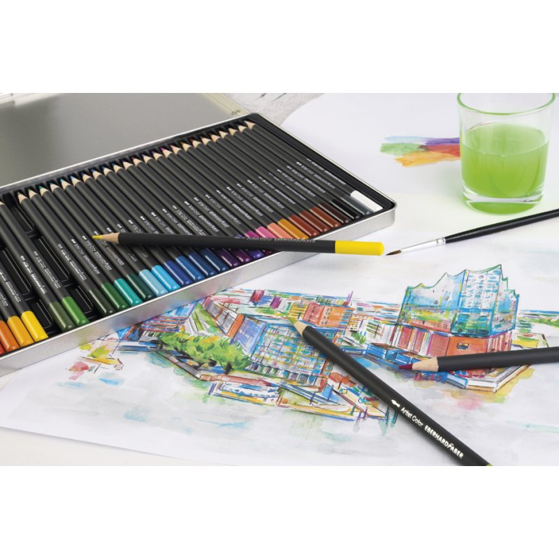 EBERHARD FABER Aquarelpotloden Artist Color, 12 stuks in metalen etui