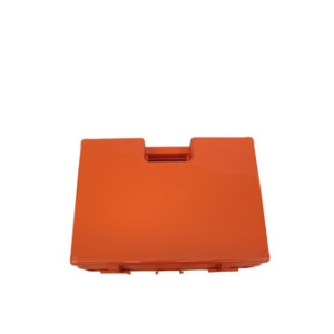 Eerste-hulp-doos, conform DIN 13169, oranje kleur.
