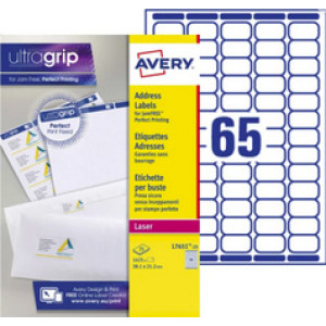 Avery mini-adresetiketten voor laser, 38,1 x 21,2 mm, wit