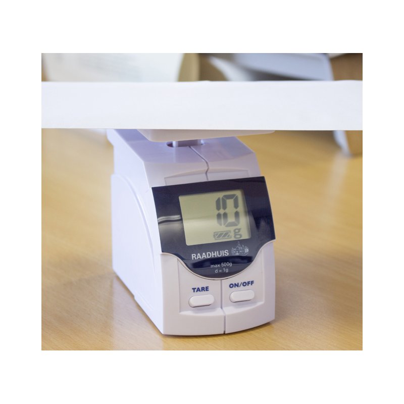 RAADHUIS Digitale brievenweegschaal, weegvermogen 500 g, wit/blauw