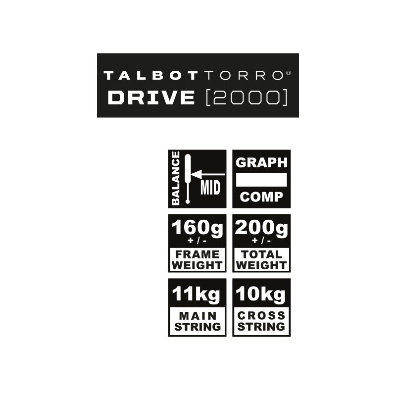 TALBOT Torro squashracket Drive 2000, zwart/geel