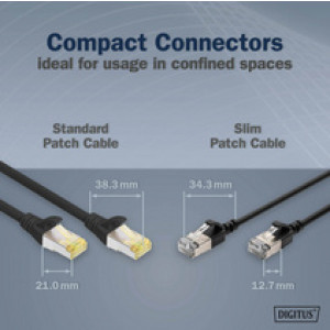DIGITUS Slim Patchkabel, Cat. 6A, F/FTP, grijs, 3,0 m