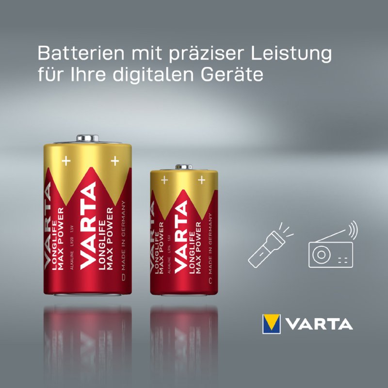 VARTA Alkaline Batterij Longlife Max Power, Baby (C/LR14)