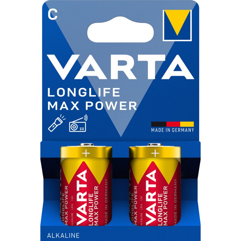 VARTA Alkaline Batterij Longlife Max Power, Baby (C/LR14)
