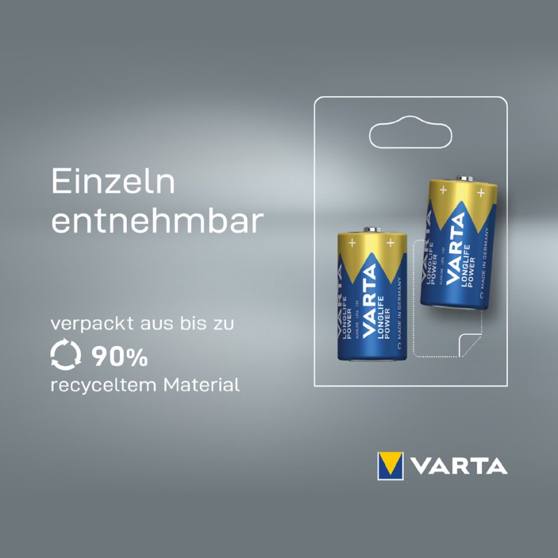 VARTA Alkaline Batterijen Longlife Power, C (Baby), 4 stuks