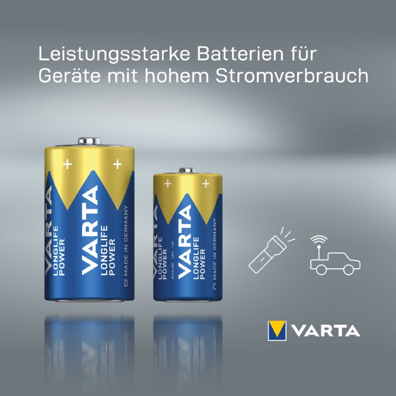 VARTA Alkaline Batterijen Longlife Power, C (Baby), 4 stuks