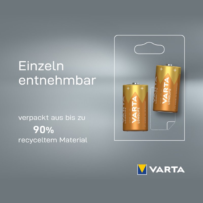 VARTA Alkaline Batterij Longlife, Mono (D), 2 stuks