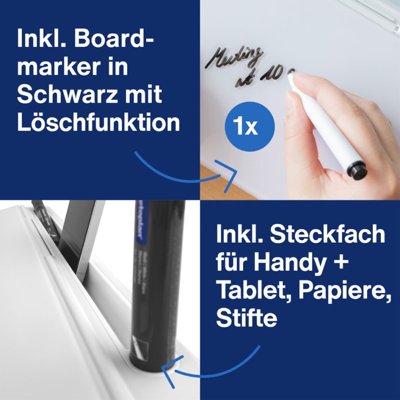 magnetoplan Glazen bureau-organizer, wit