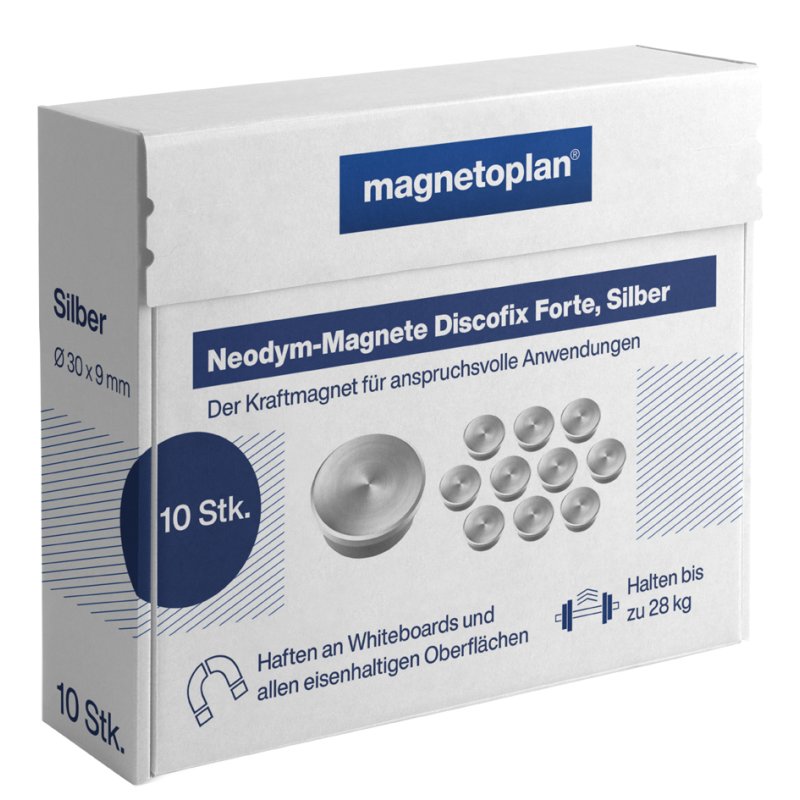 magnetoplan Discofix sterke neodymium magneten, zilver, 30 mm