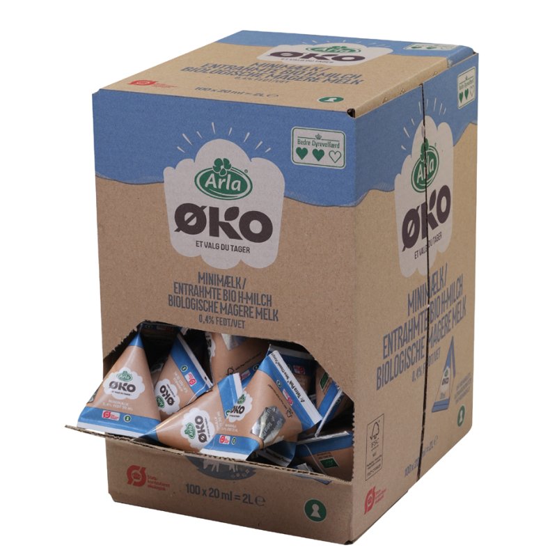 Arla BIO Melk-Portie 0,4% Vet, in displaydoos