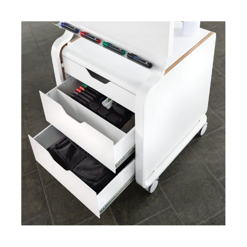 magnetoplan Tool Hub materialenwagen, wit metaal, 3 laden, 644 x 574 x 562 mm