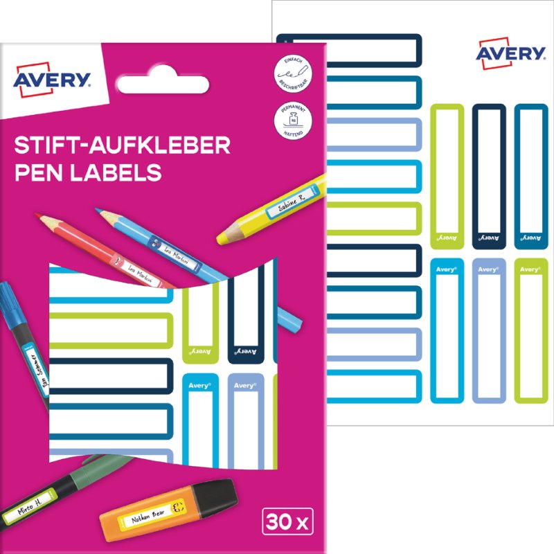 AVERY Stiftetiketten, papier, 10 x 50 mm, gekleurde kaders