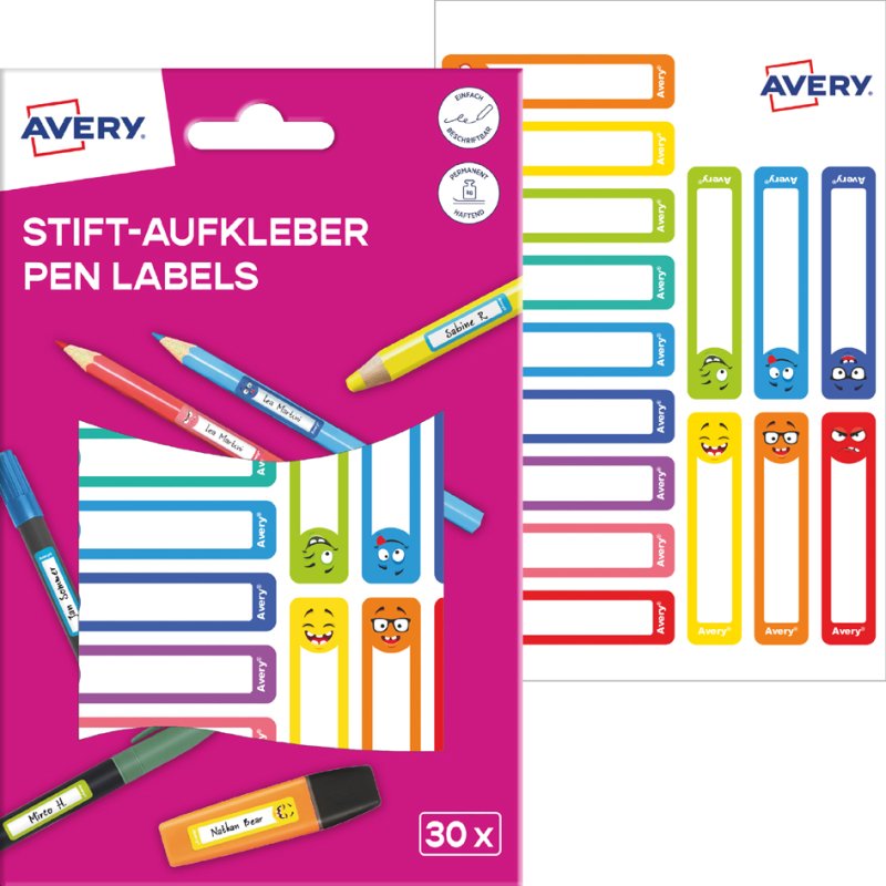 AVERY Stiftetiketten, papier, 10 x 50 mm, gekleurde kaders