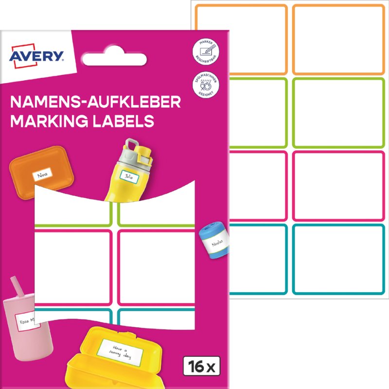 AVERY Naamstickers, Folie, 15 x 32 mm, Gekleurd kader