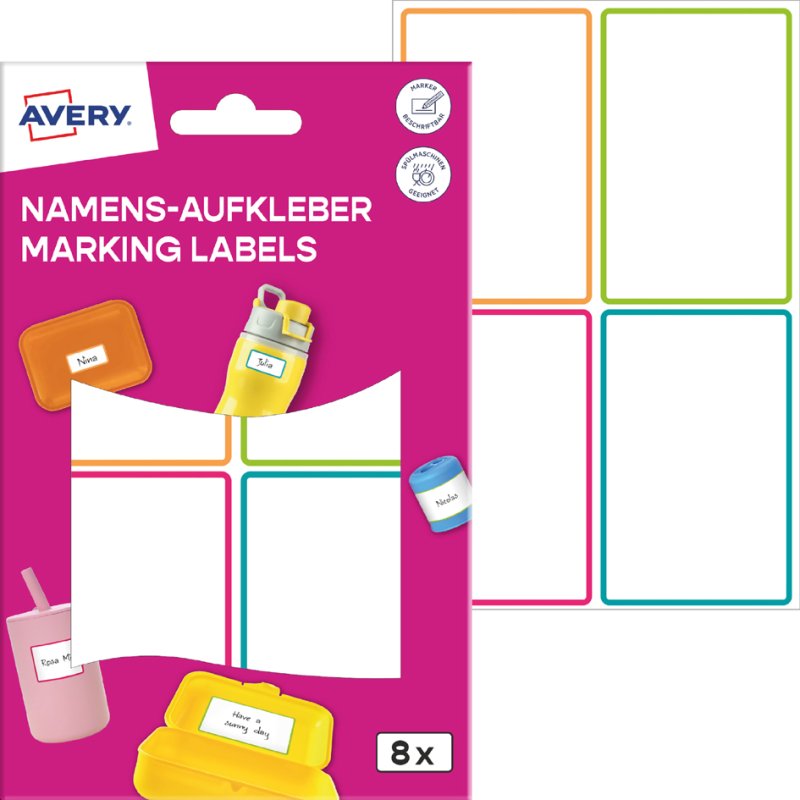AVERY Naamstickers, Folie, 15 x 32 mm, Gekleurd kader