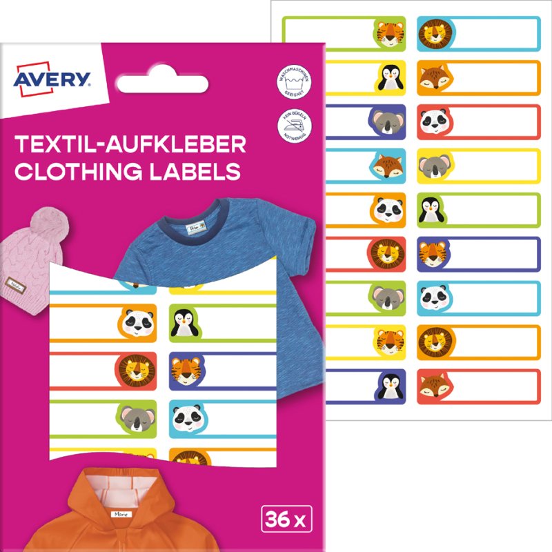 AVERY Textiel etiketten, 13 x 45 mm, Monsters