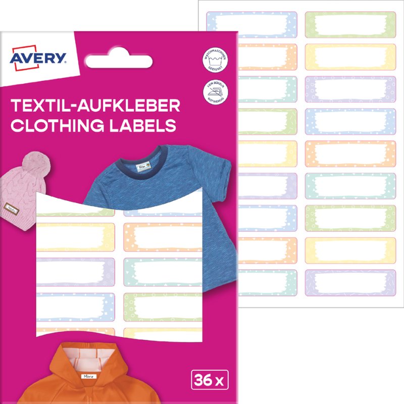 AVERY Textiel etiketten, 13 x 45 mm, Monsters