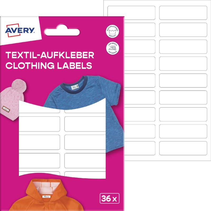 AVERY Textiel etiketten, 13 x 45 mm, Monsters