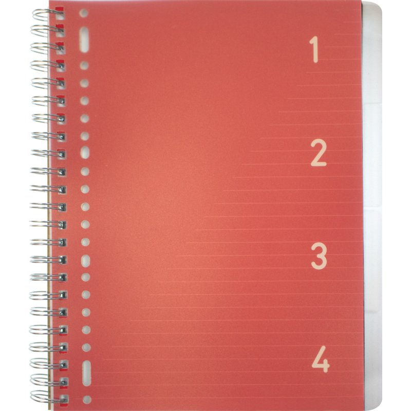 Kangaro A4 collegeblok 4-in-1, 100 vel, gelinieerd, rood