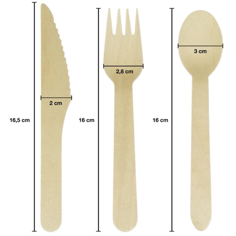 Kangaro houten wegwerpbestek set, 200-delig