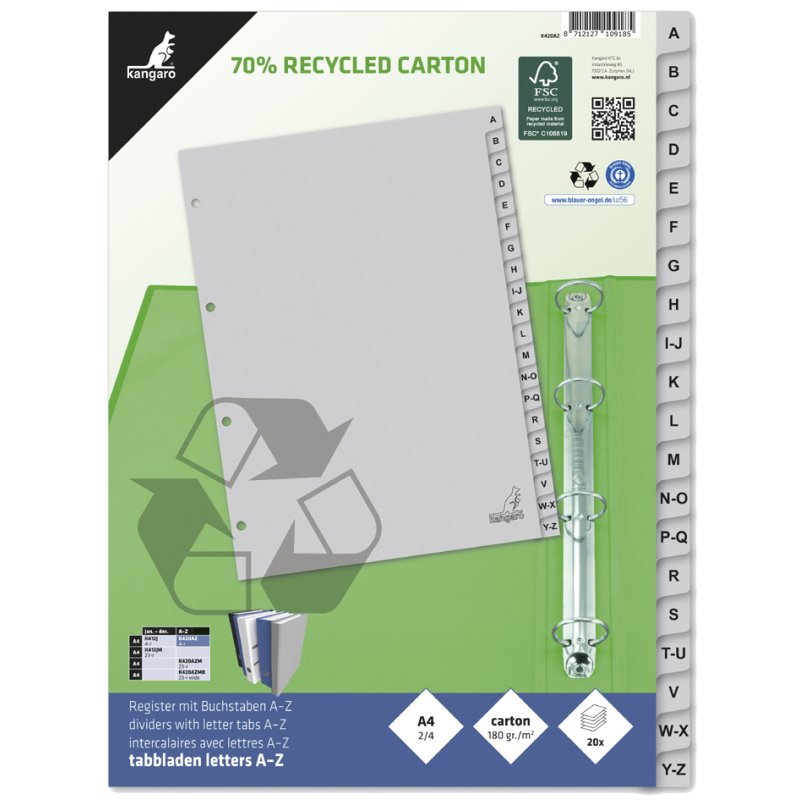 Kangaro Tabbladen ECO, A-Z, A4, 20-delig