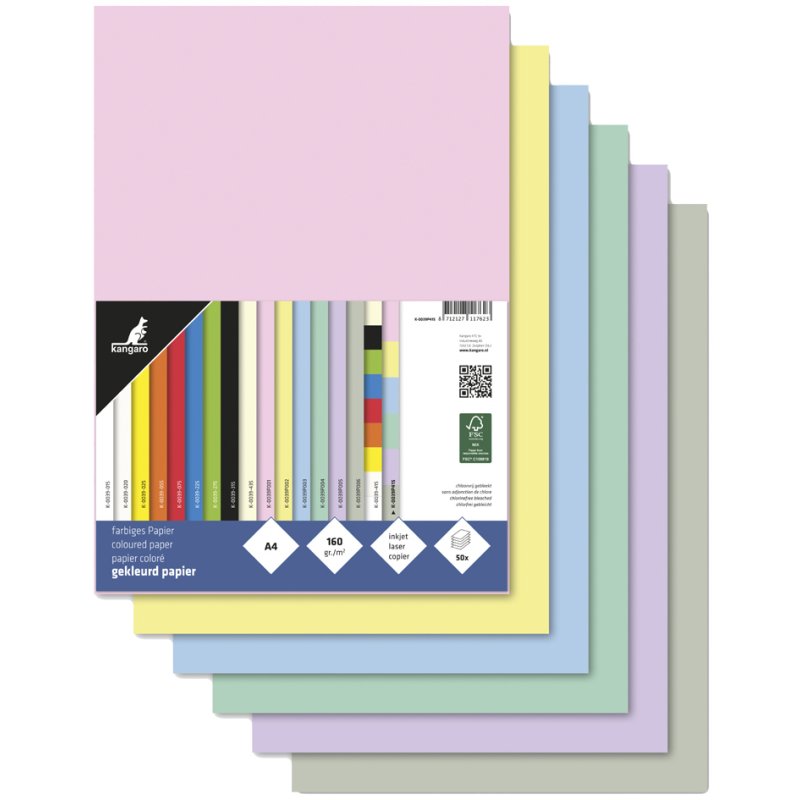 Kangaro multifunctioneel papier, A4, 160 g/m², gesorteerd