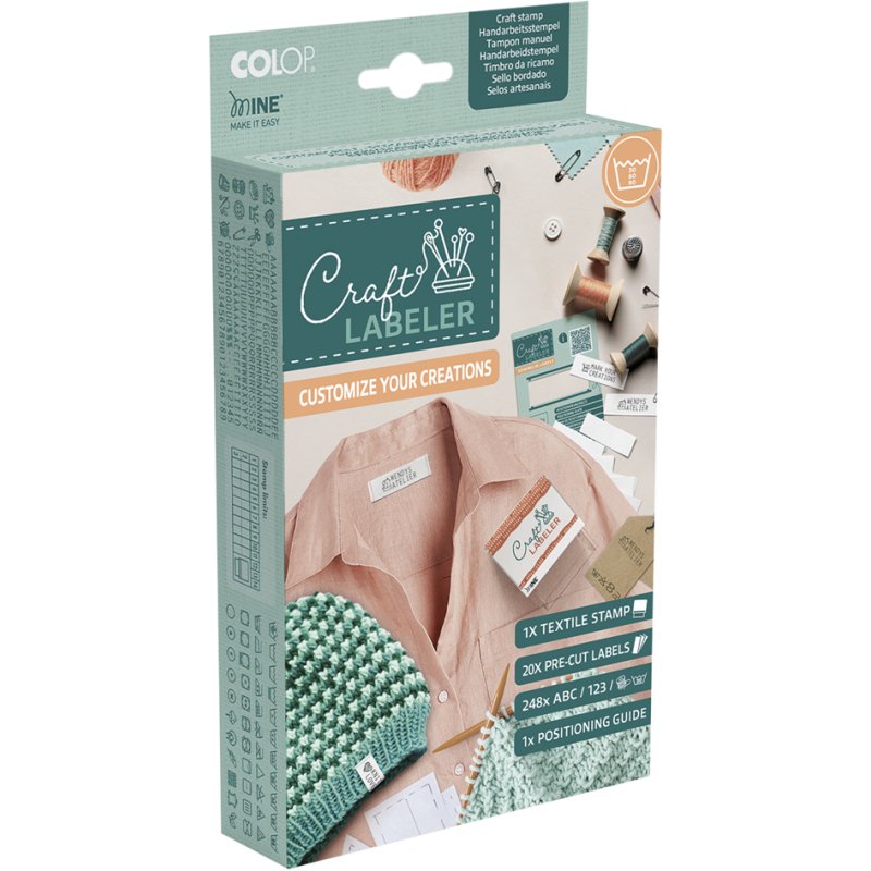 COLOP Textielstempel Set Craft Labeler Printer 20 DIY met innaamlabels