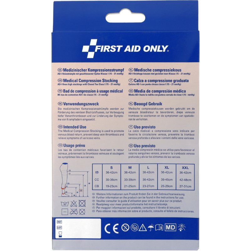 FIRST AID ONLY Compressiekous, kniehoog, XL, zwart