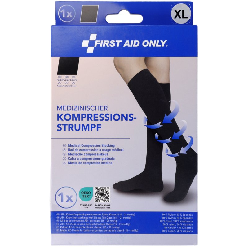 FIRST AID ONLY Compressiekous, kniehoog, XL, zwart