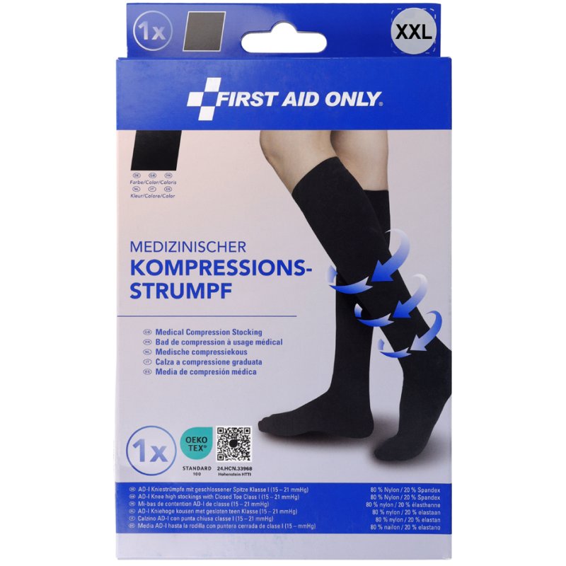 FIRST AID ONLY Compressiekous, kniehoog, XL, zwart