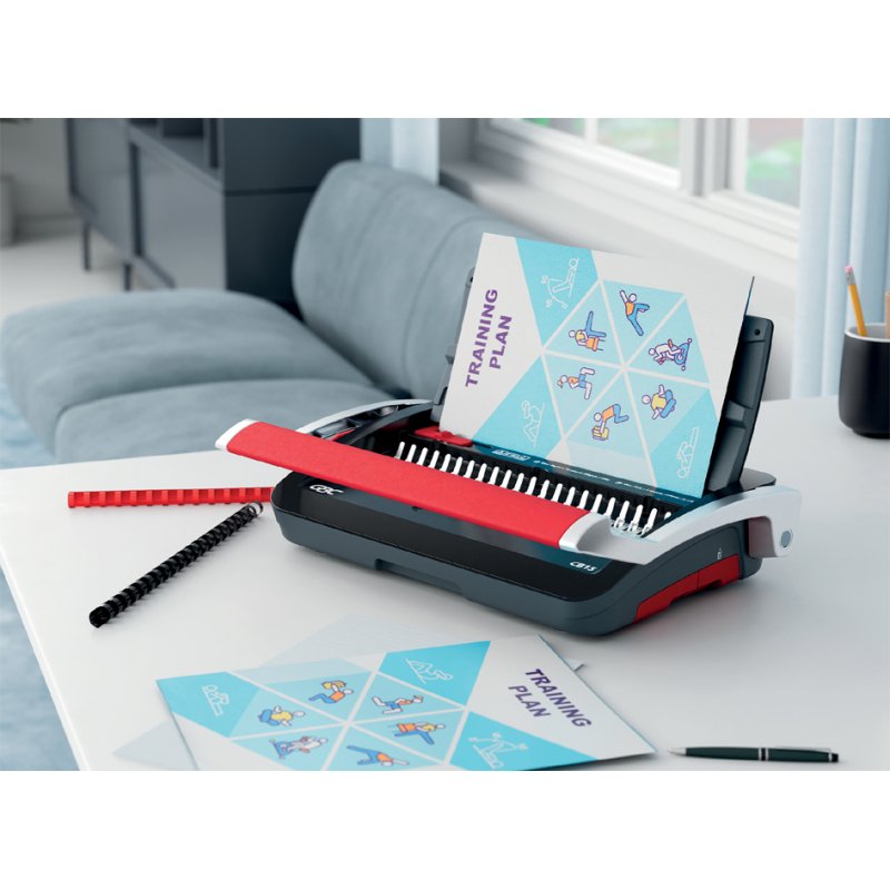 GBC CombBind CB15 inbindmachine, zwart/rood/zilver