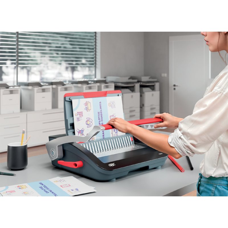 GBC Inbindmachine CombBind CB25, zwart/rood/zilver
