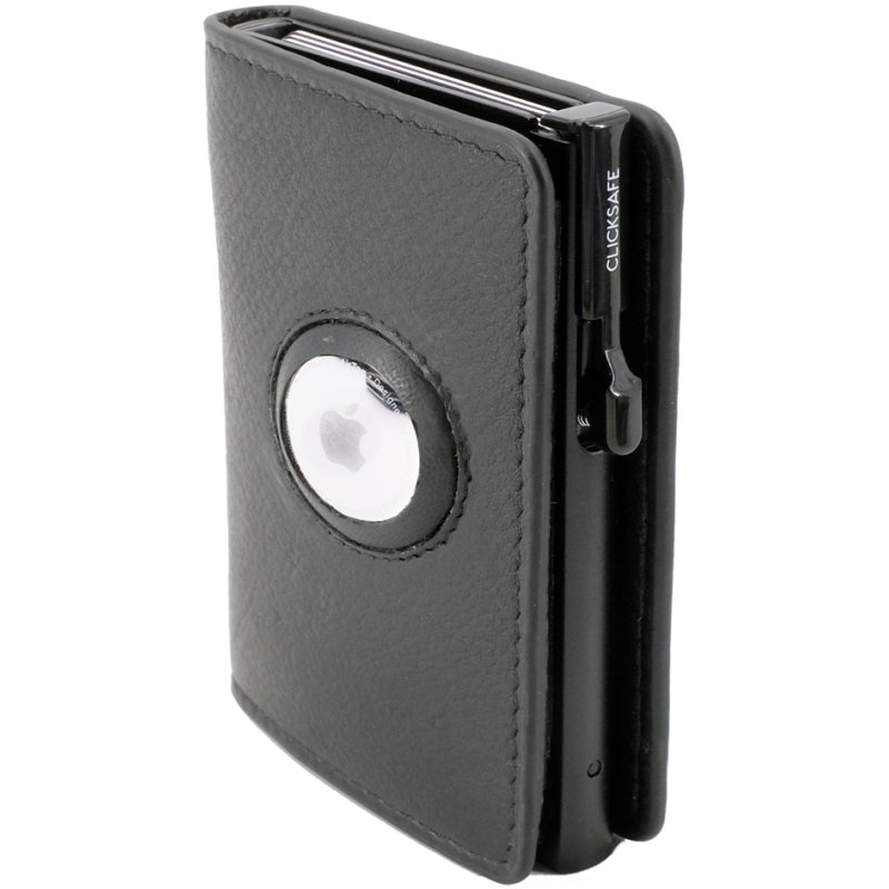 CLICKSAFE Slanke portemonnee met AirTag-vak, nappaleder, bruin