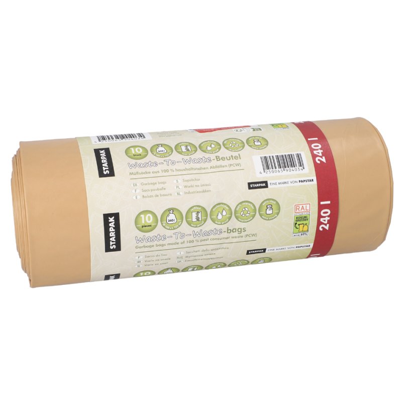 STARPAK vuilniszakken 'Waste-to-Waste', 240 liter, bruin