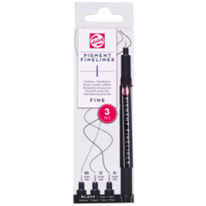 ROYAL TALENS Pigment Fineliner Fine, zwart, set van 3