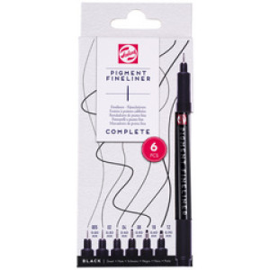 Royal Talens Pigment Fineliner Complete set zwart 6 stuks