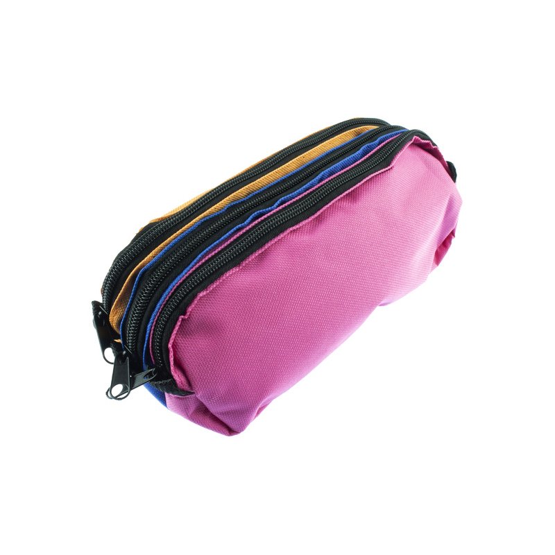 Kangaro etui met 3 vakken, oranje/blauw/fuchsia