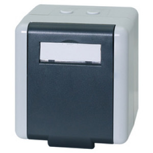 LogiLink Professional outdoor opbouwdoos Kat.6A, 2 x RJ45, grijs