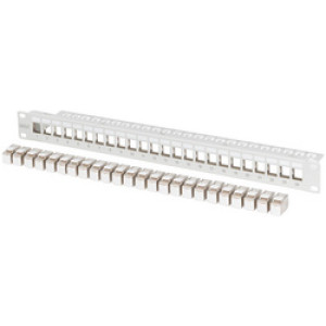 DIGITUS 19" modulair patchpaneel, 24-poort, geïnstalleerd, grijs